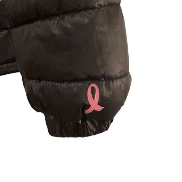 FILA Black Puffer Jacket with Breast Cancer Awareness Pink Ribbon on Sleeve - Picture 4 of 7